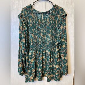 Torrid Floral Smocked Peplum Blouse | Size 3 (3X)